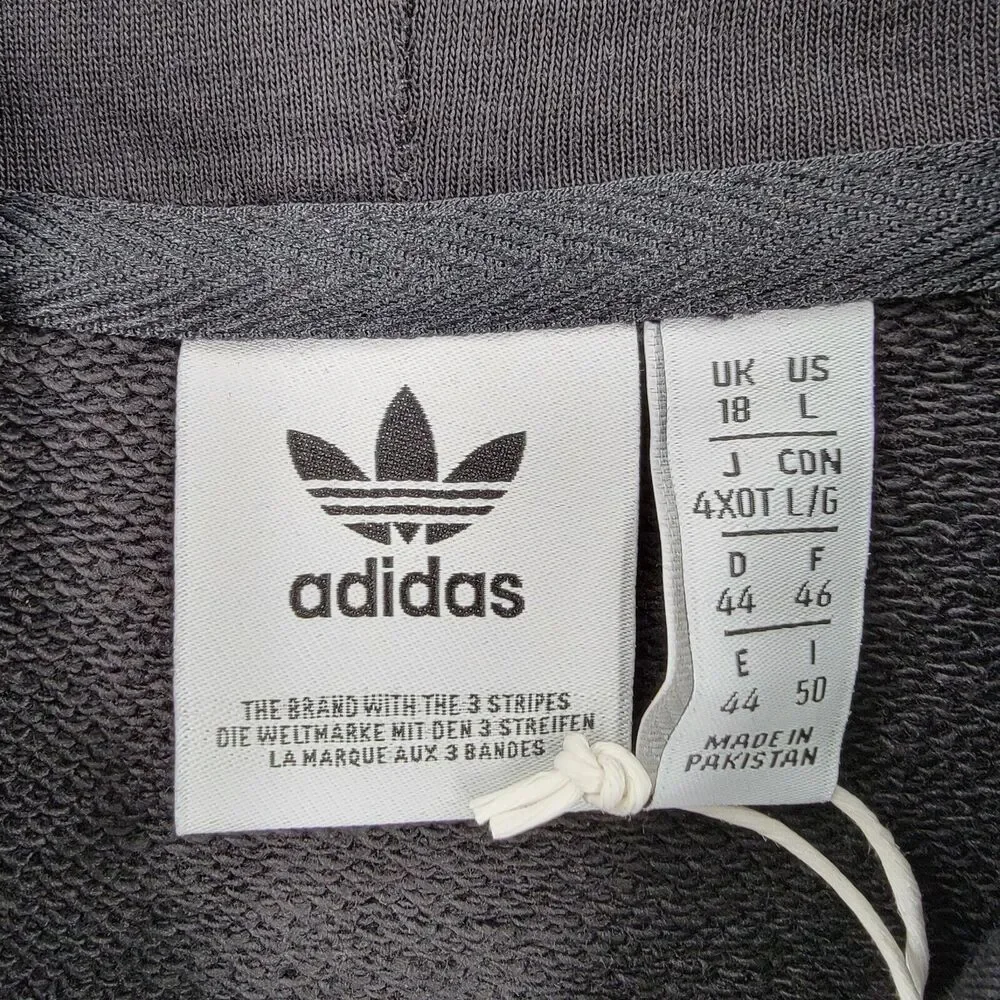 Adidas Originals Hoodie Womens Large Black White Trefoil Pullover Sweatshirt NEW - Picture 12 of 16